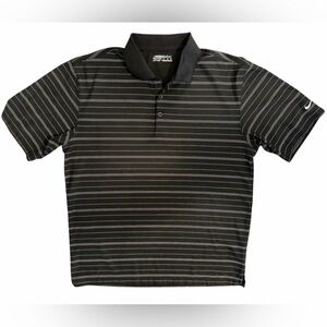 Nike Golf Black and White Striped Fit Dry Polo Shirt,Men’s Medium